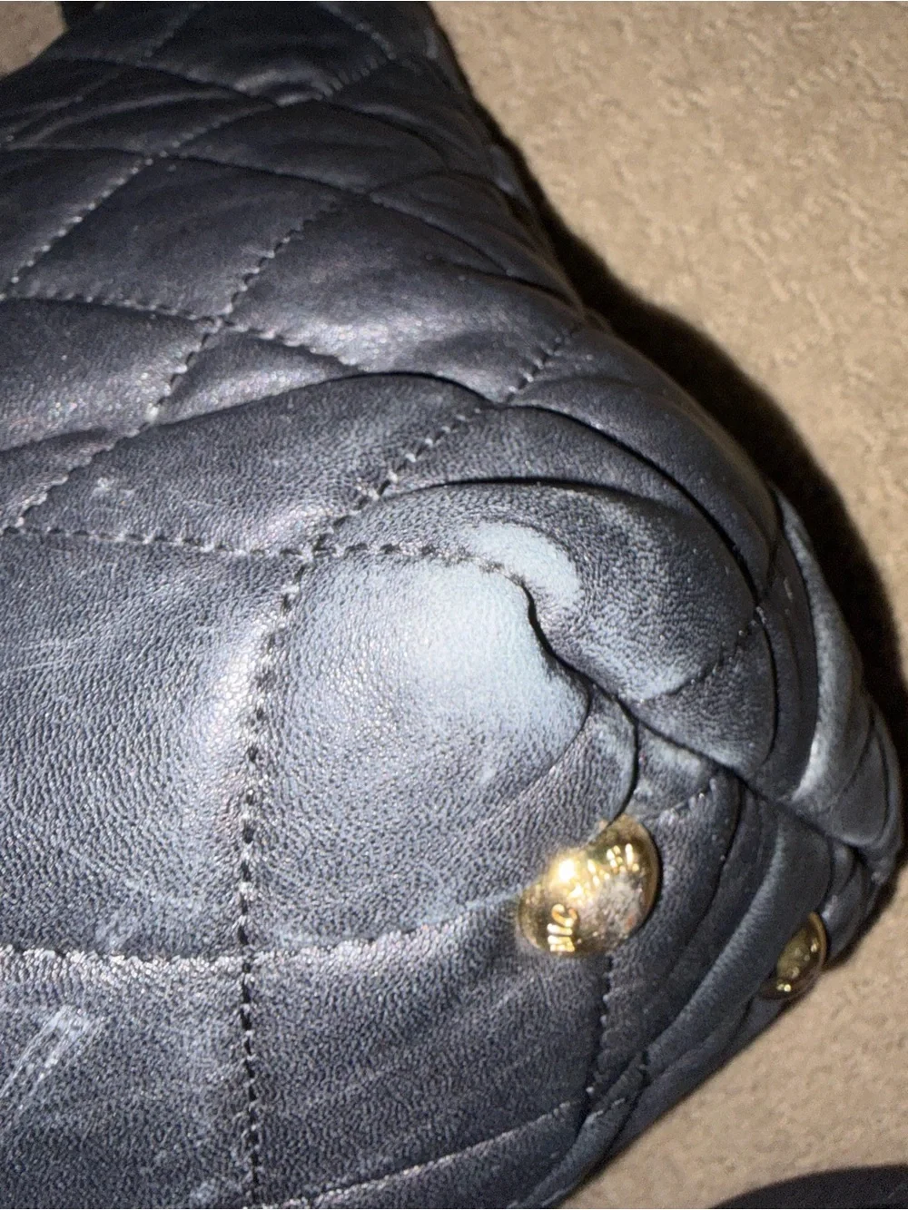 Michael Kors Fulton Quilted Leather Tote with Gold Chain Straps and MK Medallion